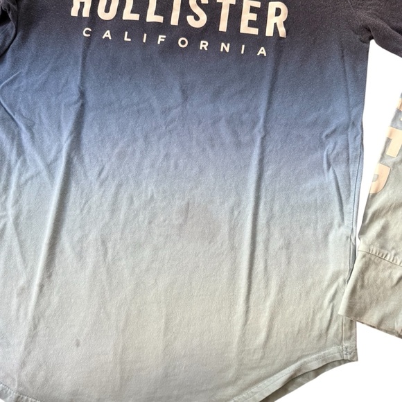 Hollister California Ombré Gradient Logo Long Sleeve Tee Shirt Men Sz Small Blue - Picture 4 of 12